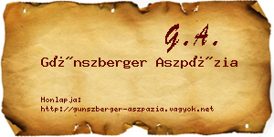 Günszberger Aszpázia névjegykártya